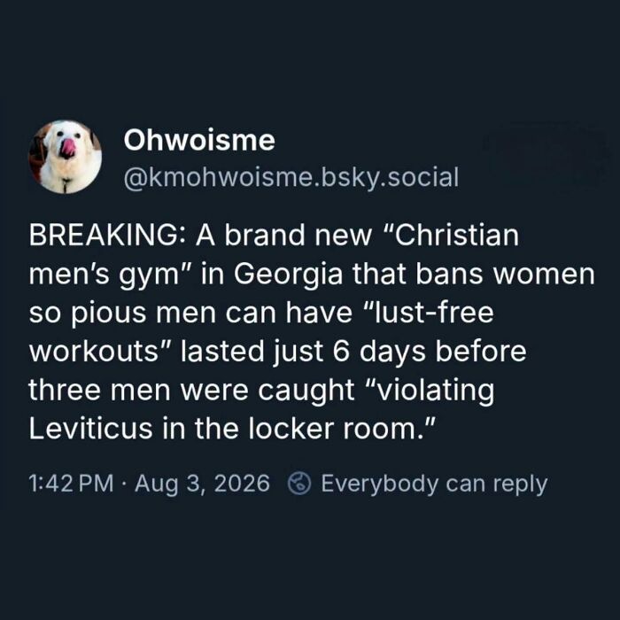 A social media post discussing women fighting to be viewed as people with a text about a Christian men's gym.