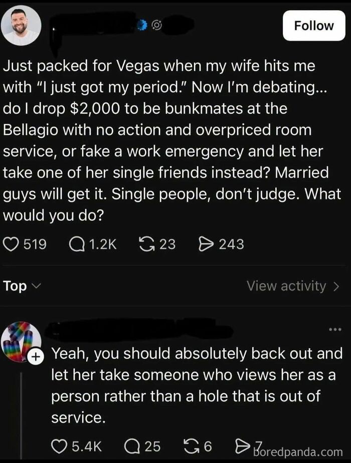 A post exposing disrespectful behavior, showing that women are still fighting to be viewed as people in marriages.