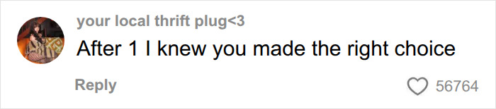 A supportive user comment validating the divorce choice after seeing the marriage sacrifices list