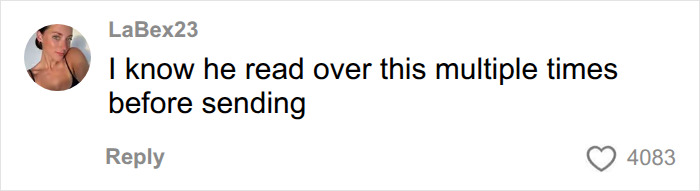 A social media comment discussing an ex-husband and his marriage sacrifices