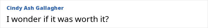 Social media comment by Cindy Ash Gallagher questioning if the intense challenge was worth it for the extreme swimmer Social media comment by Cindy Ash Gallagher questioning if the intense challenge was worth it for the extreme swimmer