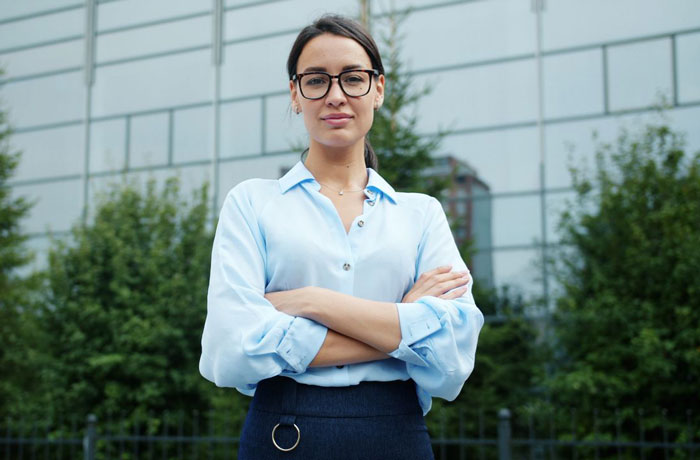 A portrait of a woman representing the shopper who accidentally forgets to pay at checkout A portrait of a woman representing the shopper who accidentally forgets to pay at checkout