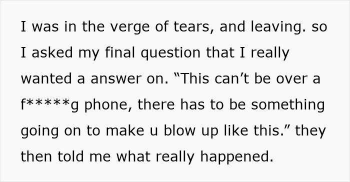 Screenshot of text where the daughter demands an explanation for the family drama over a phone. Screenshot of text where the daughter demands an explanation for the family drama over a phone.