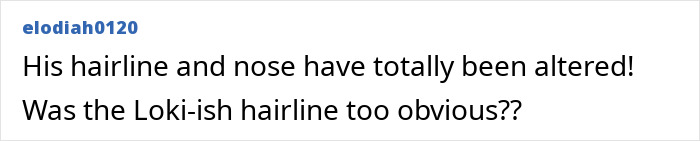 Fan comment pointing out edited appearance features like hairline and nose on a Chris Evans promo. Fan comment pointing out edited appearance features like hairline and nose on a Chris Evans promo.