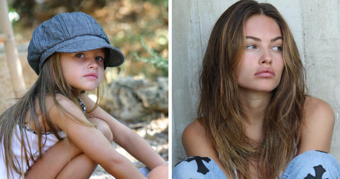 French model Thylane Blondeau as a young girl wearing a cap compared to her grown-up self French model Thylane Blondeau as a young girl wearing a cap compared to her grown-up self