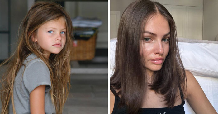 Side-by-side comparison of French model Thylane Blondeau as a child and today Side-by-side comparison of French model Thylane Blondeau as a child and today