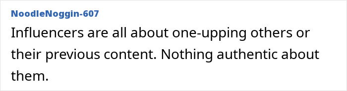 Social media comment about how influencers strive to one-up each other. Social media comment about how influencers strive to one-up each other.