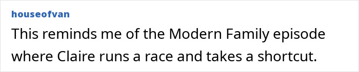 A social media comment comparing a cheating fitness influencer to a Modern Family episode A social media comment comparing a cheating fitness influencer to a Modern Family episode