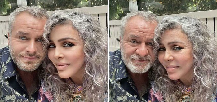 Ridiculous edited photos of couple showing aging and younger looks