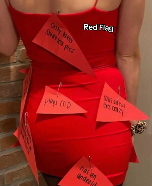 A red flag outfit as a creative Halloween costume idea