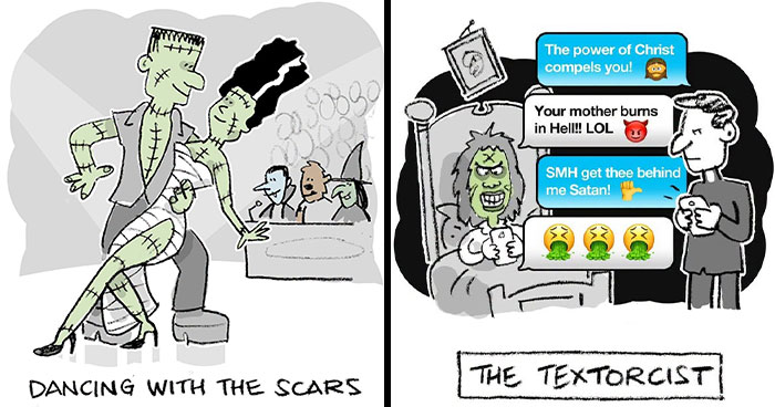 This Cartoonist Gives Classic Horror Characters A Hilarious Twist In These 40 New Halloween Comics