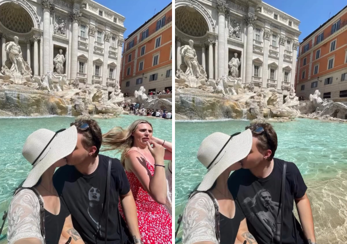 Photoshopper removes third person from famous fountain selfie for hilarious effect