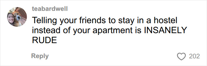Comment reacting to a woman refusing her couch to friends due to expensive NYC hotels Comment reacting to a woman refusing her couch to friends due to expensive NYC hotels