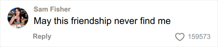 Social media comment stating May this friendship never find me about hosting friends. Social media comment stating May this friendship never find me about hosting friends.