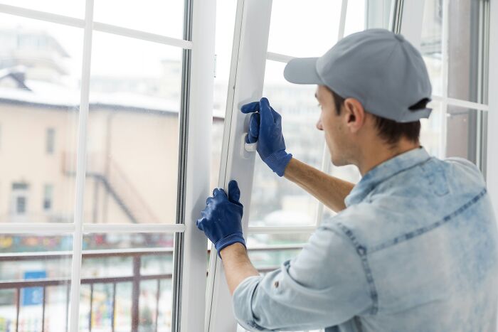 A technician installing window frames, showing how professionals said or did things that lose trust.