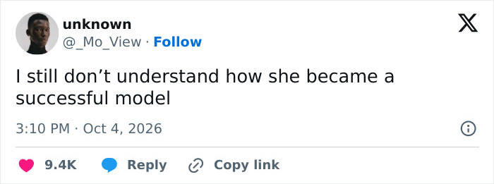 X post questioning Gigi Hadid supermodel credentials X post questioning Gigi Hadid supermodel credentials