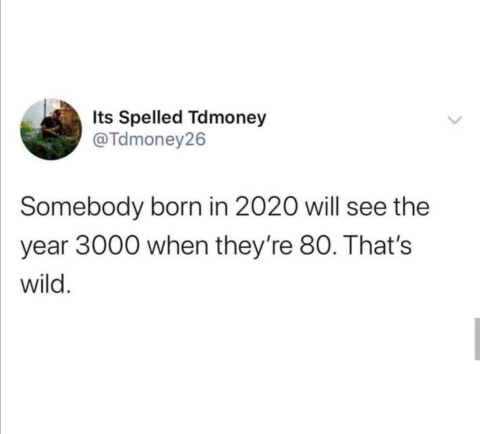Absurd moment in a tweet displaying incorrect math about the year 3000.