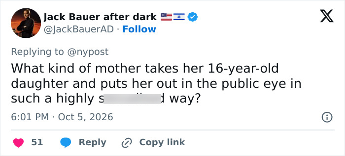 A social media tweet questioning a mother of a 16-year-old daughter in public eye amid Heidi Klum nepotism debate. A social media tweet questioning a mother of a 16-year-old daughter in public eye amid Heidi Klum nepotism debate.