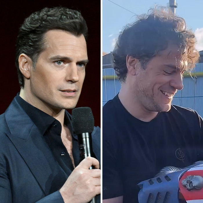 Side-by-side comparison of Henry Cavill showing his five-year transformation