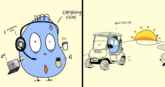 Meet Corpo Bean, The Little Blue Character Making Sense Of Modern Work Life In 25 Comics