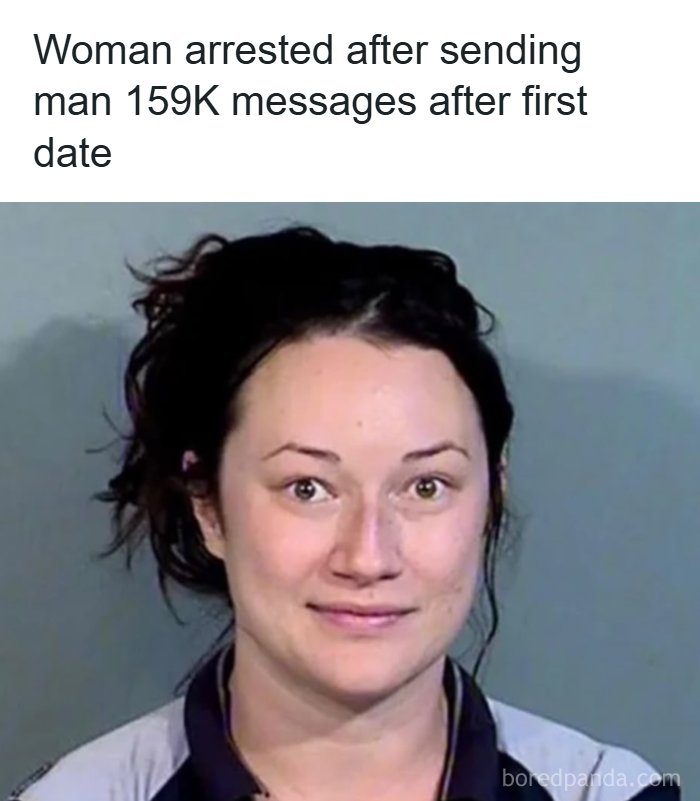 Mugshot of a woman from interesting facts and posts about the world with text about 159K messages sent.