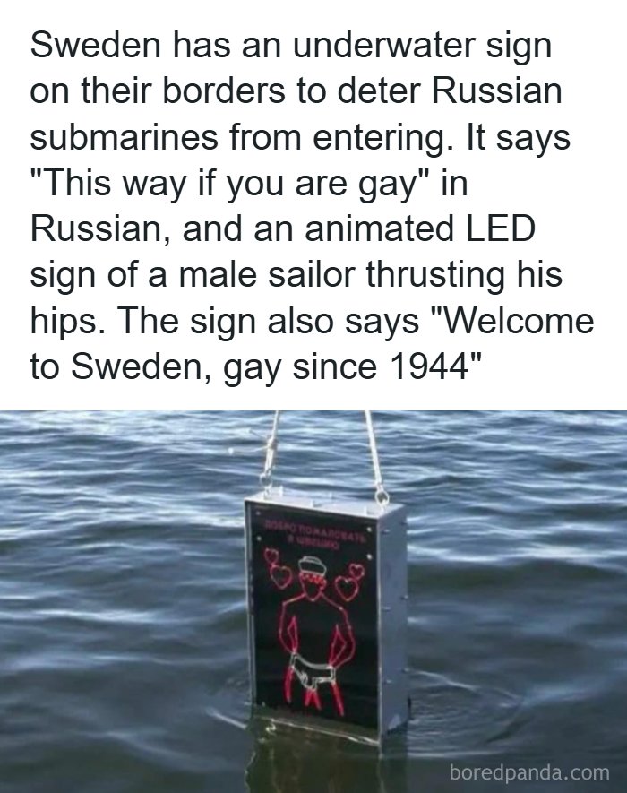 An underwater Swedish LED sign, one of many interesting facts and posts about the world around us