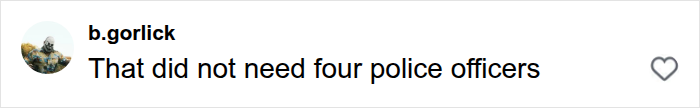 A comment about influencer Hugh Lovett stating that did not need four police officers.