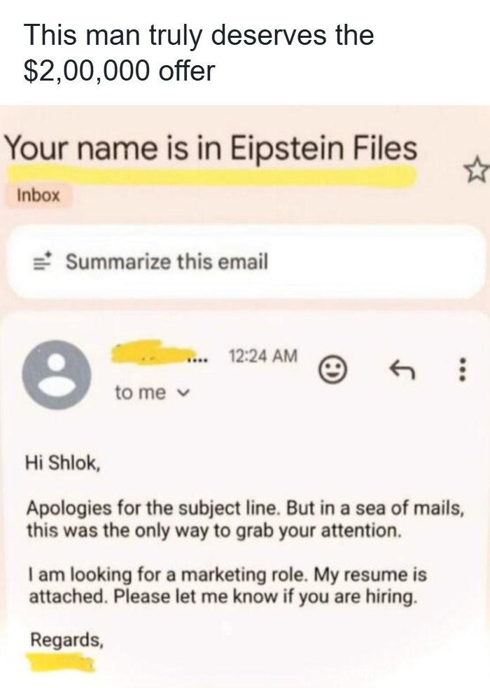 An email with a clickbait subject line used to get a recruiter attention, showing funny recruiting fails in action.