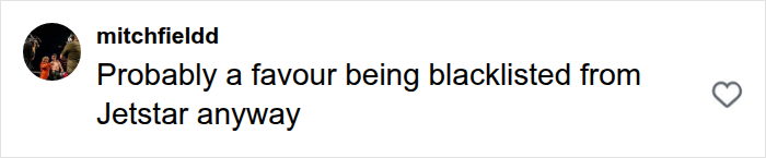 User comment discussing influencer Hugh Lovett getting blacklisted after plane safety demo joke
