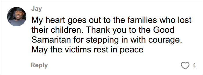 Comment expressing sympathy and thanking Good Samaritan for bravery during Oregon tragedy Comment expressing sympathy and thanking Good Samaritan for bravery during Oregon tragedy