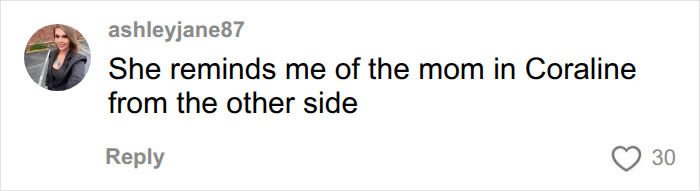 User comment comparing her to Coraline's other mother, regarding Dell CEO wife's appearance