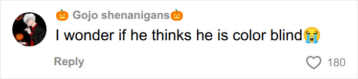 User comment reading I wonder if he thinks he is color blind, criticizing the beige mom parenting style. User comment reading I wonder if he thinks he is color blind, criticizing the beige mom parenting style.