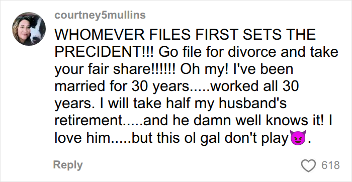 Social media comment offering divorce advice to a former tradwife after long marriage Social media comment offering divorce advice to a former tradwife after long marriage