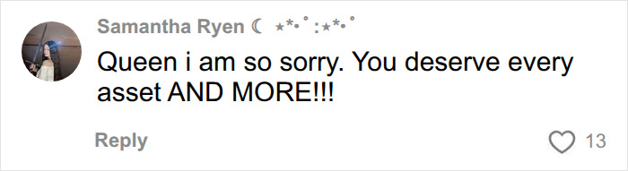 Comment expressing sympathy for cancer diagnoses due to husband's abhorrent behavior Comment expressing sympathy for cancer diagnoses due to husband's abhorrent behavior