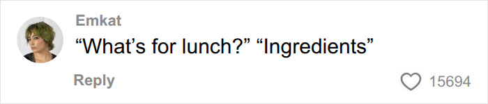 Comment joking about lunch ingredients in meal plan Comment joking about lunch ingredients in meal plan