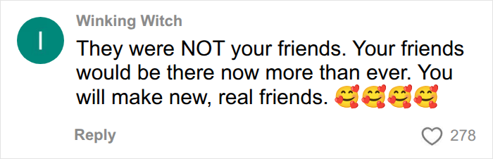 Encouraging online comment about finding real friends after leaving a tradwife lifestyle Encouraging online comment about finding real friends after leaving a tradwife lifestyle