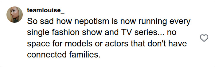 Comment on nepotism in fashion shows and TV series including Victoria's Secret Comment on nepotism in fashion shows and TV series including Victoria's Secret