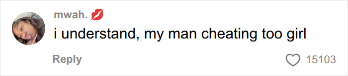Comment about man cheating related to lunch bites Comment about man cheating related to lunch bites