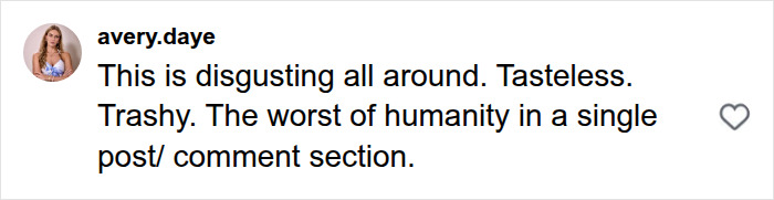 A comment calling an Erika Kirk parody Halloween costume post disgusting and tasteless.