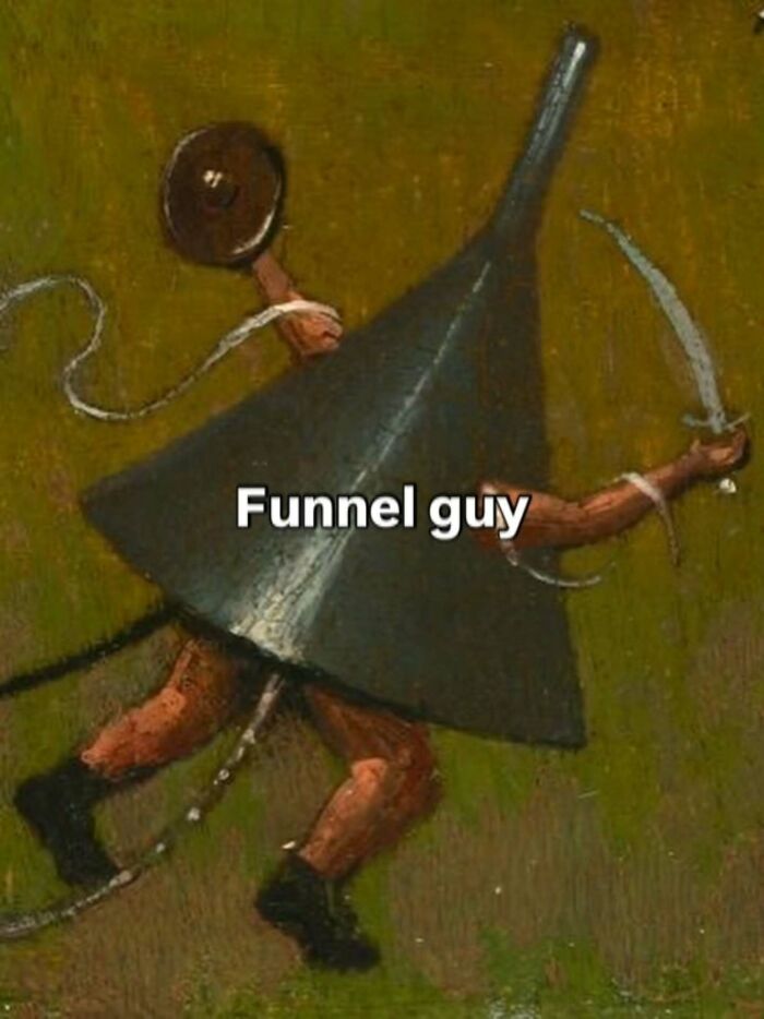 Famous paintings turned into hilarious memes depicting a Boschian creature in a frame