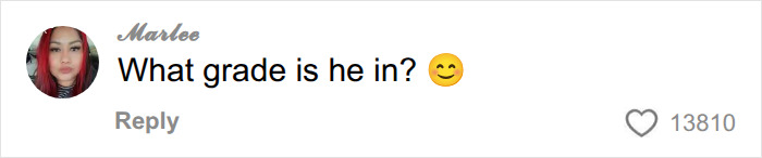 Comment asking grade level with smile emoji Comment asking grade level with smile emoji