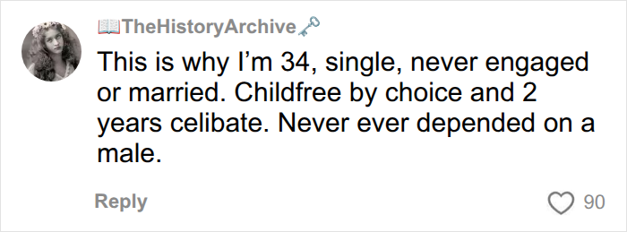Social media comment discussing independence and personal choices instead of becoming a Tradwife. Social media comment discussing independence and personal choices instead of becoming a Tradwife.