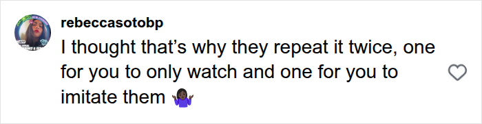 User rebeccasotobp commenting on Hugh Lovett plane safety demo video about repeating instructions.