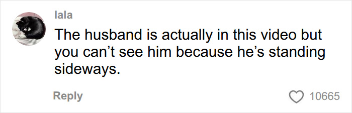 Comment about husband standing sideways in video of chicken lunch Comment about husband standing sideways in video of chicken lunch