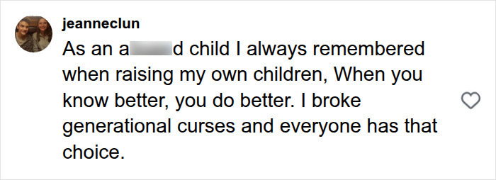 Screenshot of a supportive social media comment about Jon Gosselin and breaking generational curses Screenshot of a supportive social media comment about Jon Gosselin and breaking generational curses
