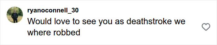Social media comment mentioning Joe Manganiello as Deathstroke