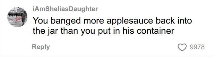 Comment on applesauce portion in chicken lunch container Comment on applesauce portion in chicken lunch container