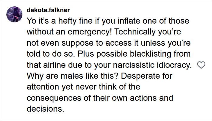 Social media user calling out influencer Hugh Lovett plane safety demo prank and legal consequences.