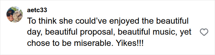 Social media comment on the ruined romantic proposal Social media comment on the ruined romantic proposal