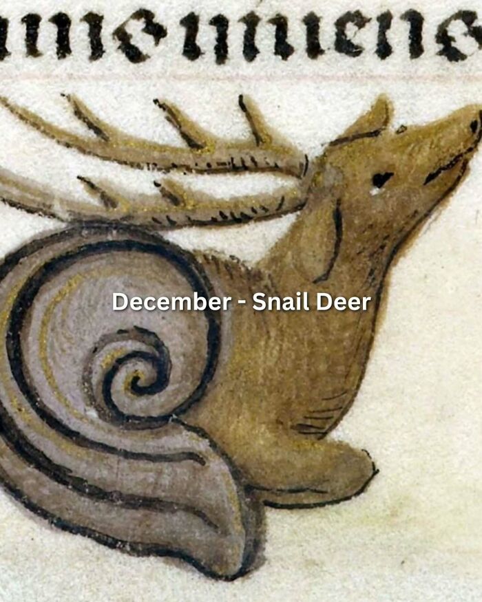 A medieval art meme showing a woman stretching her back with a birth month caption